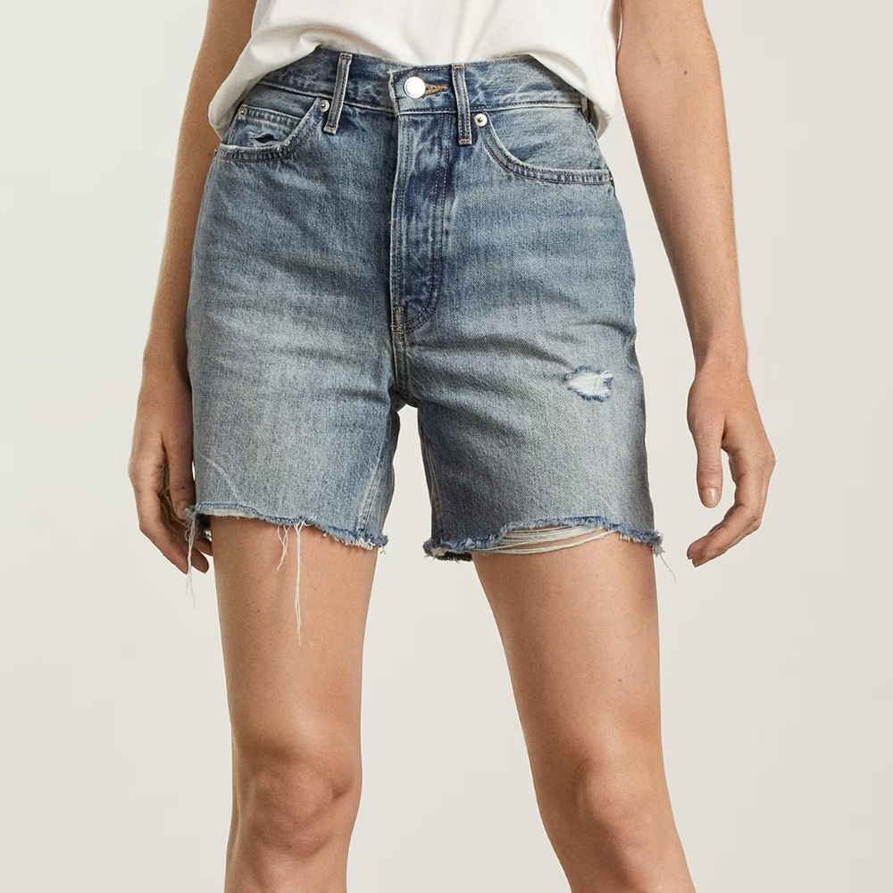 Everlane The Rigid Way-High Denim Shorts - Light Blue